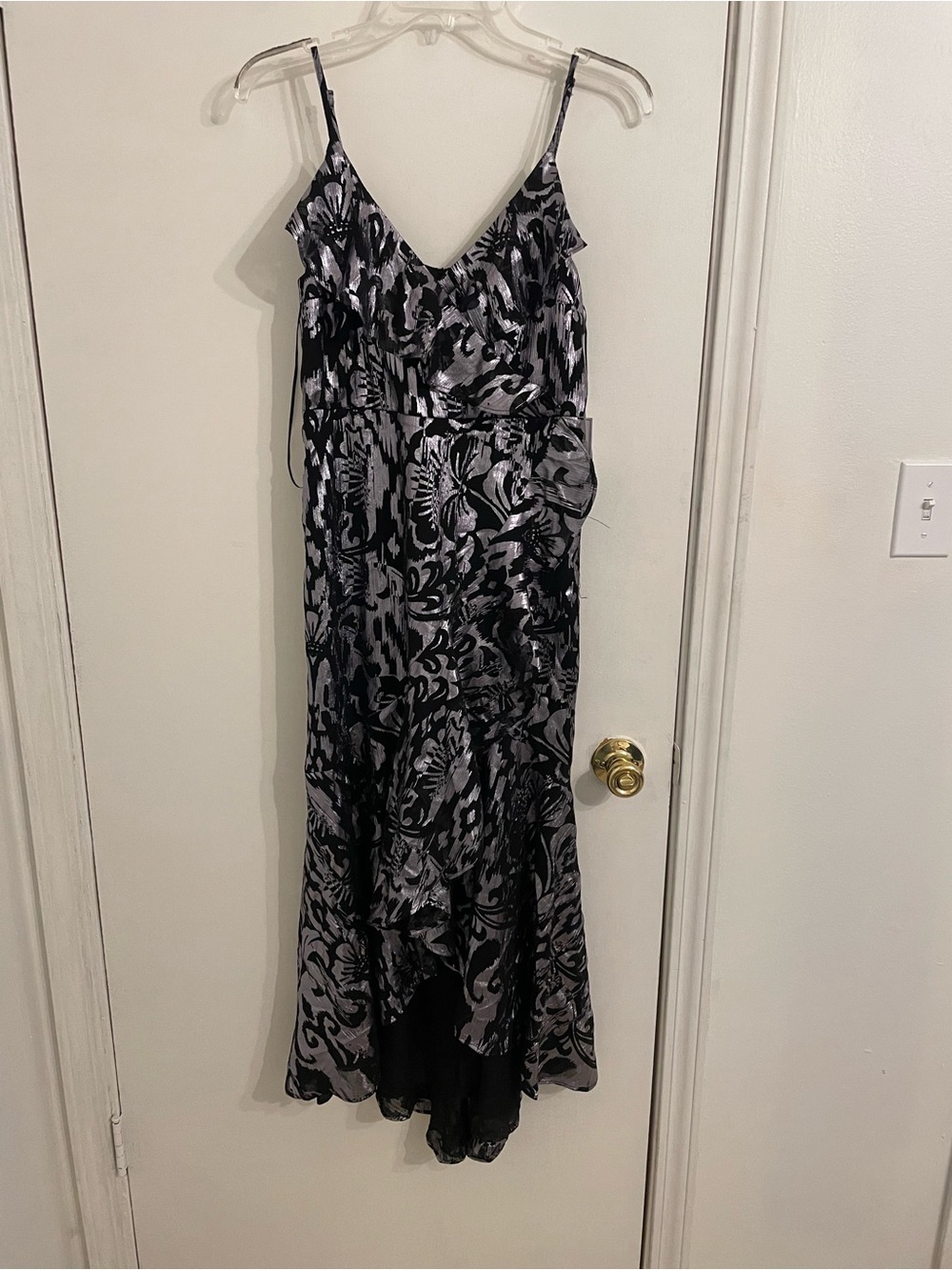STATE Black and Silver Floral Slip Dress